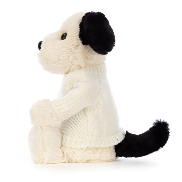 Bashful Black & Cream Puppy with Personalized Cream Jumper