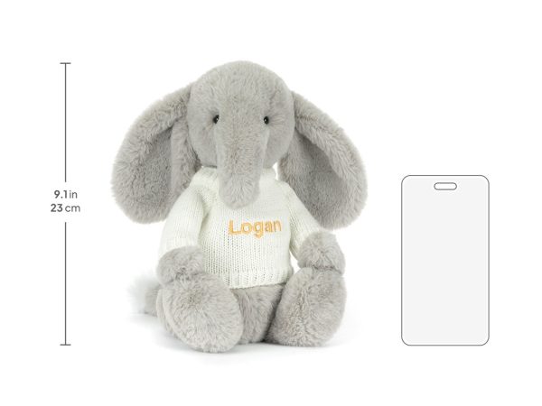 Bashful Luxe Elephant Thuddeus with Personalized Cream Jumper