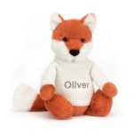 Bashful Fox Cub with Personalized Cream Jumper