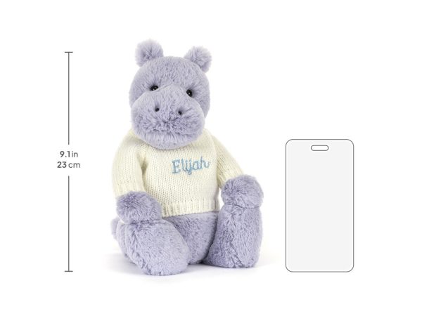 Bashful Hippo with Personalized Cream Jumper