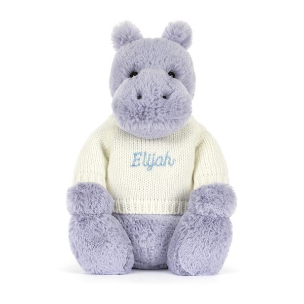 Bashful Hippo with Personalized Cream Jumper