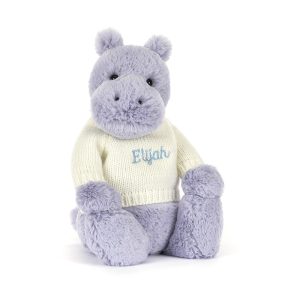 Bashful Hippo with Personalized Cream Jumper