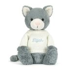 Bashful Kitten with Personalized Cream Jumper