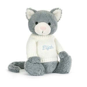 Bashful Kitten with Personalized Cream Jumper