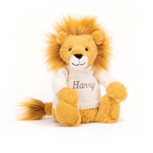Bashful Lion with Personalized Cream Jumper
