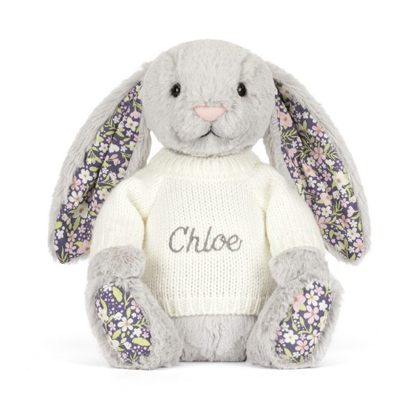 Blossom Silver Bunny 'Bloom' with Personalized Cream Jumper