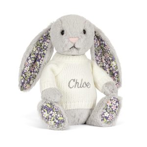 Blossom Silver Bunny 'Bloom' with Personalized Cream Jumper
