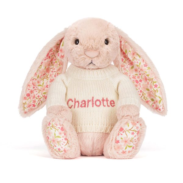 Blossom Blush Bunny 'Cherry' with Personalized Cream Jumper