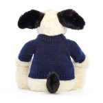 Bashful Black & Cream Puppy with Personalized Navy Jumper