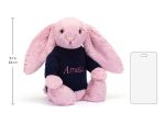 Bashful Tulip Pink Bunny with Personalized Navy Jumper