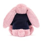 Bashful Tulip Pink Bunny with Personalized Navy Jumper