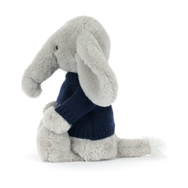 Bashful Luxe Elephant Thuddeus with Personalized Navy Jumper