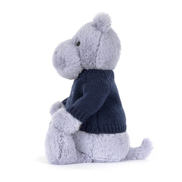 Bashful Hippo with Personalized Navy Jumper