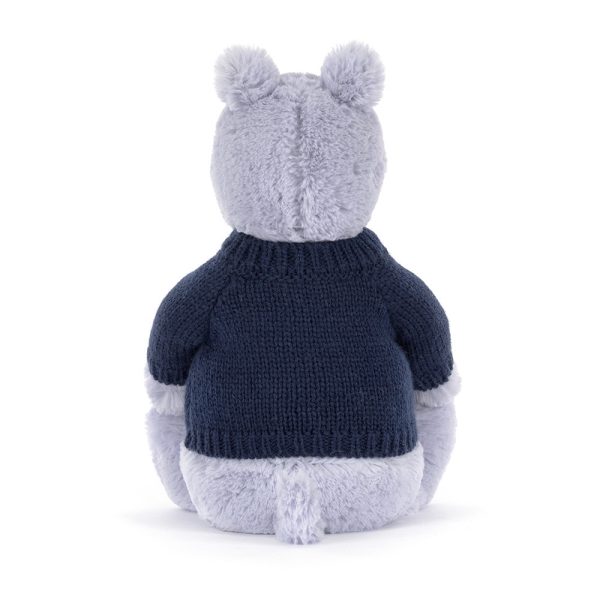 Bashful Hippo with Personalized Navy Jumper