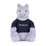 Bashful Hippo with Personalized Navy Jumper