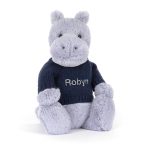 Bashful Hippo with Personalized Navy Jumper