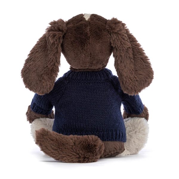 Bashful Fudge Puppy with Personalized Navy Jumper