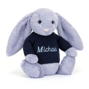 Bashful Viola Bunny with Personalized Navy Jumper