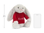 Bashful Silver Bunny with Personalized Red Jumper