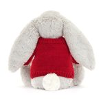 Bashful Silver Bunny with Personalized Red Jumper