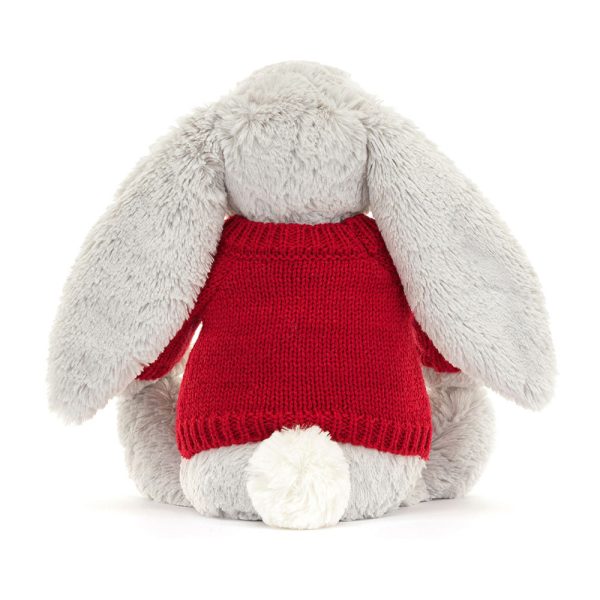 Bashful Silver Bunny with Personalized Red Jumper