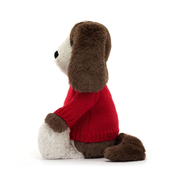 Bashful Fudge Puppy with Personalized Red Jumper
