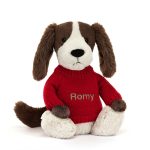 Bashful Fudge Puppy with Personalized Red Jumper