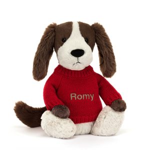 Bashful Fudge Puppy with Personalized Red Jumper