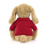 Bashful Toffee Puppy with Personalized Red Jumper