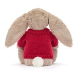 Blossom Beige Bunny 'Petal' with Personalized Red Jumper