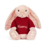 Blossom Blush Bunny 'Cherry' with Personalized Red Jumper