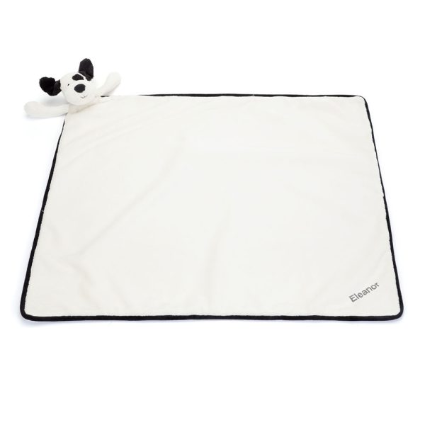 Personalized Bashful Black & Cream Puppy Blankie