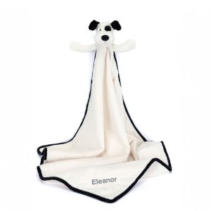 Personalized Bashful Black & Cream Puppy Blankie